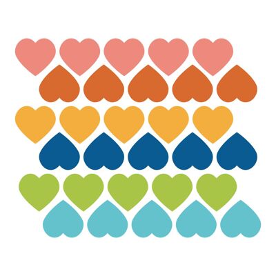 Vinyl stickers with multicolor hearts