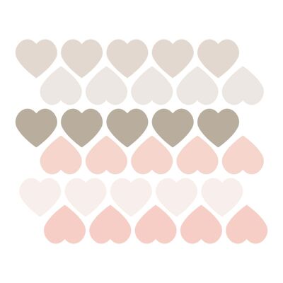 Pink and dove gray hearts vinyl stickers