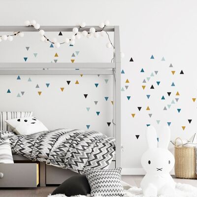 Vinyl Stickers Triangles blue and mustard