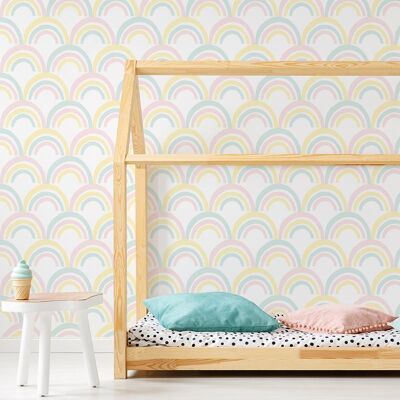 Pastel rainbows adhesive vinyl wallpaper 50x300 cm