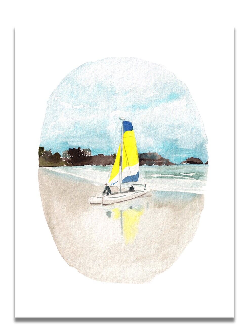 Manifesto dell'acquerello di partenza della barca