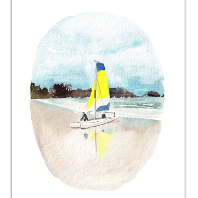 Boat Departure Watercolor Poster