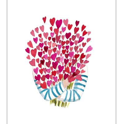 Watercolor Bouquet of Hearts Poster