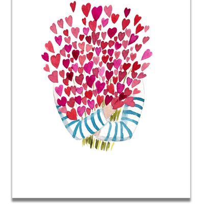 Affiche Aquarelle Bouquet de Coeurs