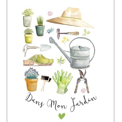 Affiche Aquarelle Dans Mon Jardin Accessoires