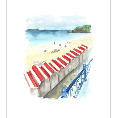 Beach Huts Watercolor Poster