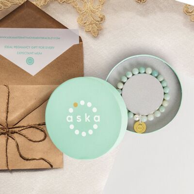Aska Maternity Movement Bracelet in amazonite with gold plated silver pendant and premium gift box - NO