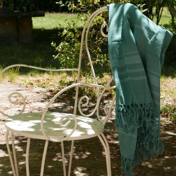 FOUTA TISSÉE EN COTON BIOLOGIQUE - GARDEN - couleur ATLANTIC 2