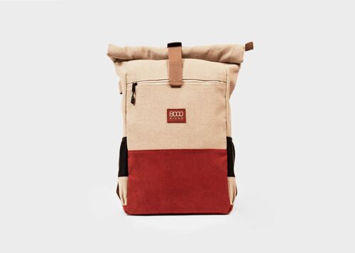 Everyday Hemp Backpack Beige and Red