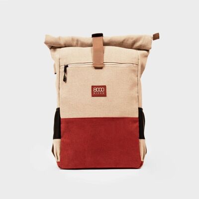 Alltagsrucksack aus Hanf in Beige und Rot