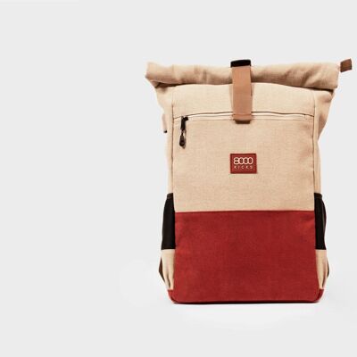 Everyday Hemp Backpack Beige and Red