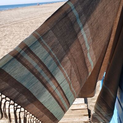 WOVEN FOUTA IN ORGANIC COTTON - GARDEN - color EARTH