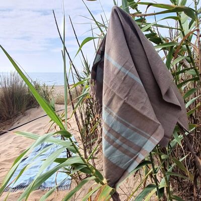 FOUTA INTRECCIATA IN COTONE ORGANICO - GIARDINO - colore TERRA