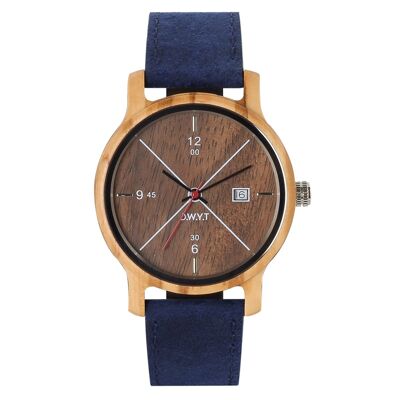 Men's watch COME sapphire blue (leather)