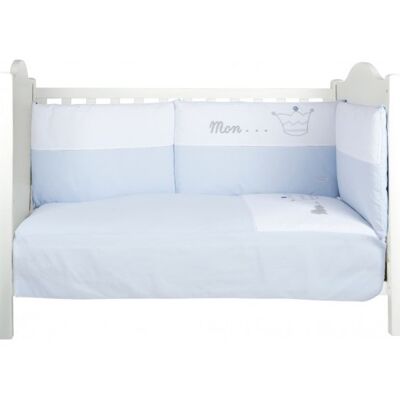 BLUE PRINCE COT BUMPER