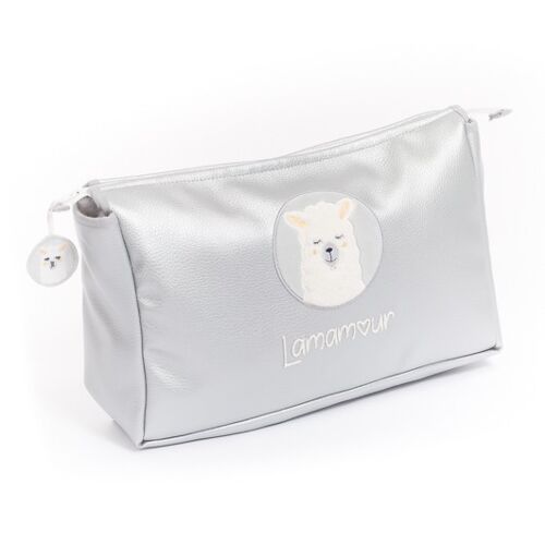 Trousse de toilette argent lamamour gris