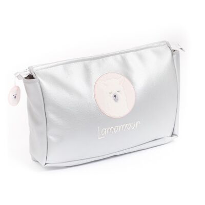 Trousse de toilette argent lamamour rose