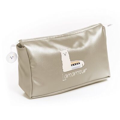 GOLD LAMAMOUR GREY TOILETRY BAG