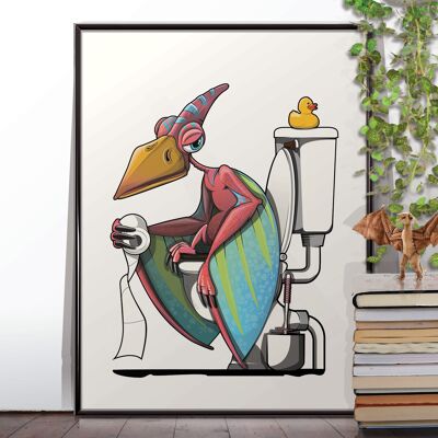 Poster della toilette di dinosauro pterodattilo