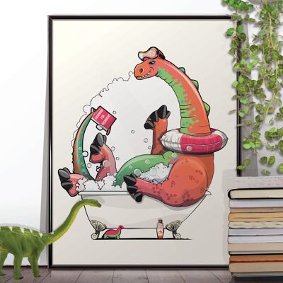 Dinosaur Diplodocus Bathtub Poster