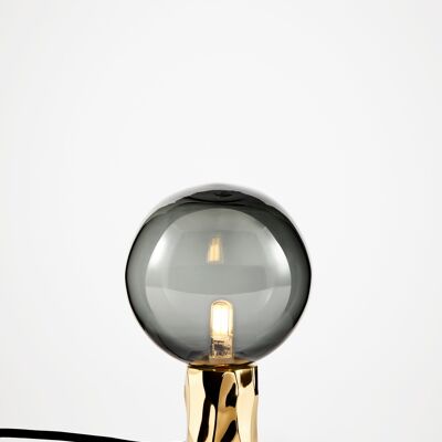 Kyoto Tischlampe Messing mit Rauchglas
