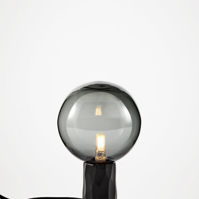 Kyoto Tischlampe Schwarz mit Rauchglas