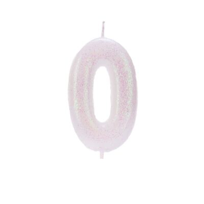 Age 0 Glitter Numeral Moulded Pick Candle Iridescent