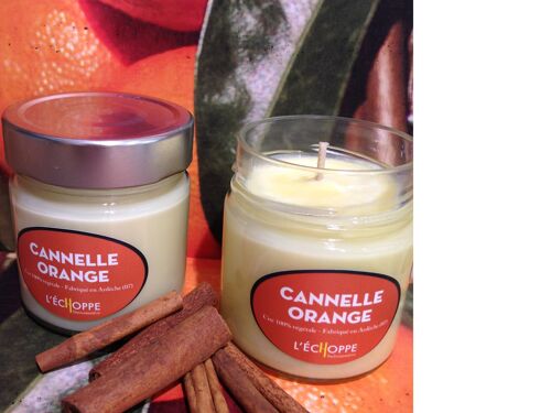 BOUGIE PARFUMEE CIRE 100 % VEGETALE DE SOJA 180 G ORANGE CANNELLE