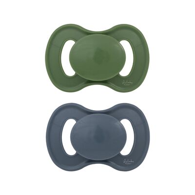 2 pcs. Symmetrical Silicone Soothers Size 2 Forest Green & Flint Stone