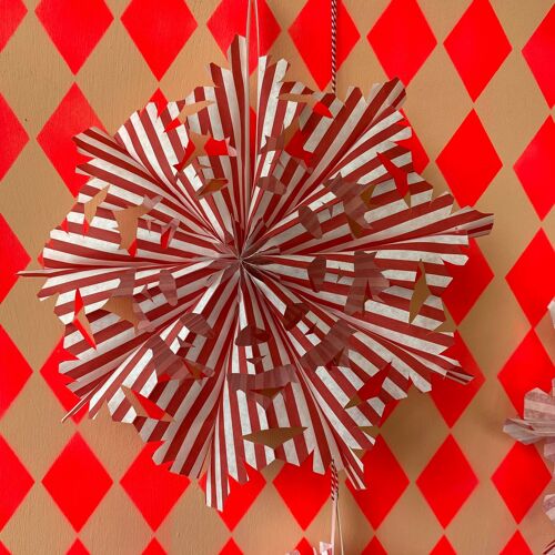 Paper Bag Fan Kit - Pack of 6 - Red & White