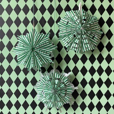 Paper Bag Fan Kit - Pack of 6 - Green & White