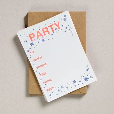 A6 Partyeinladungen – Blau & Orange