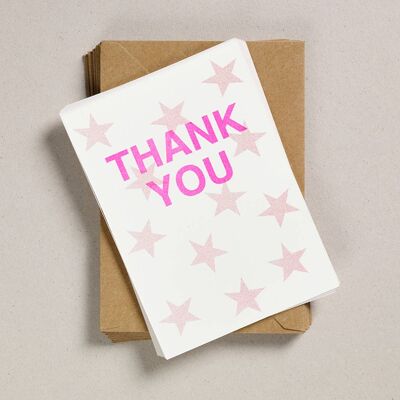 A6 Thank You Notecards - Pale Pink Star