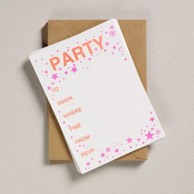 A6 Partyeinladungen – Pink & Orange