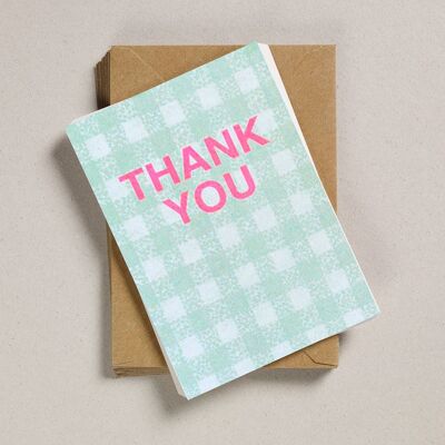 A6 Thank You Notecards - Mint Gingham