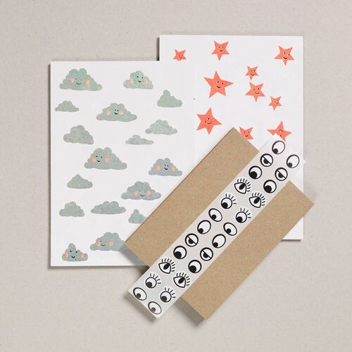 Writing Paper Set - Pack of 6 - Clouds & Stars