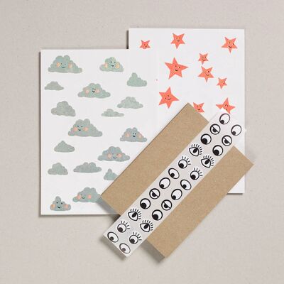 Writing Paper Set - Pack of 6 - Clouds & Stars