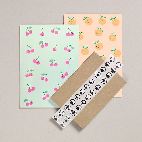 Writing Paper Set - Pack of 6 - Cherries & Peaches