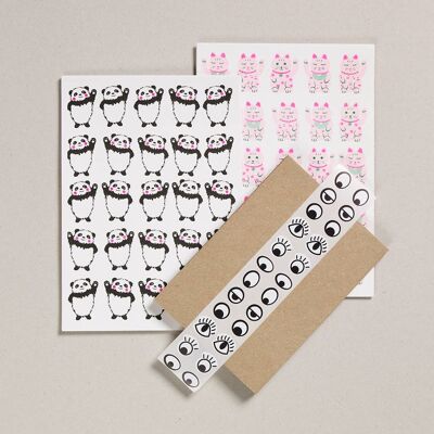 Set di carta da lettere - Confezione da 6 - Lucky Cats & Pandas