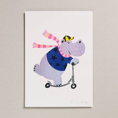 Risograph Print - Hippo