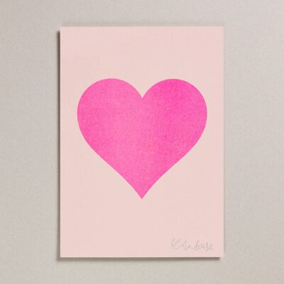 Tirage Risographie - Blush - Coeur Rose