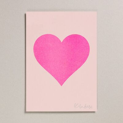 Risograph Print - Blush - Pink Heart