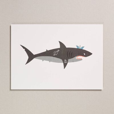 Impresión risográfica - Tiburón