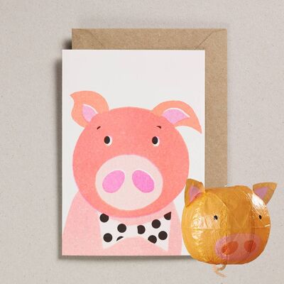 Japanese Paper Balloon Cards - Pack of 6 - Pig