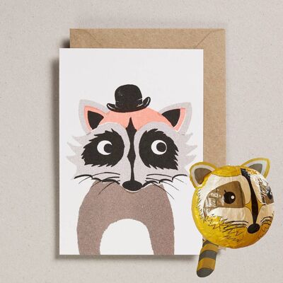 Japanese Paper Balloon Cards - Pack of 6 - Raccoon