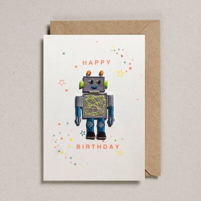 Aufnäherkarten (6er Pack) Robot Happy Birthday