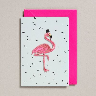 Bestickte Flamingo-Karten – Packung mit 6 – Minze