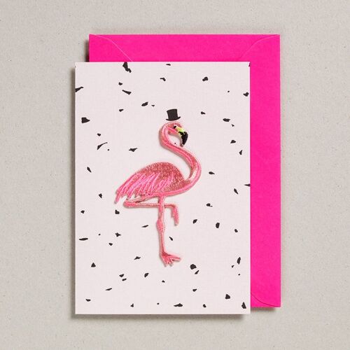 Embroidered Flamingo Cards - Pack of 6 - Pink
