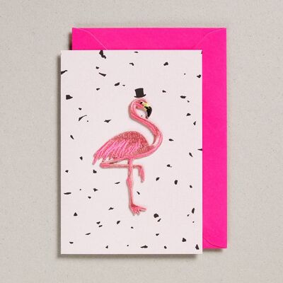 Bestickte Flamingo-Karten – Packung mit 6 – Pink