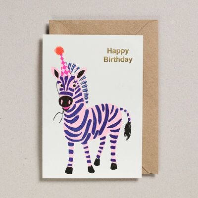 Tarjetas Confetti Pets - Pack de 6 - Happy Birthday Zebra